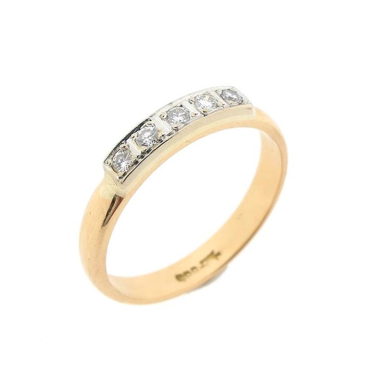 Gouden rijring met diamanten | 0,20 ct. (rosegouden ring), Sieraden, Tassen en Uiterlijk, Ringen, Dame, Met edelsteen, Overige kleuren