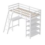 Houten Stapelbed 90x200 cm met Bureau en Planken, Verzenden, Nieuw