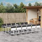 vidaXL 13-delige Tuinset met kussens textileen wit, 2 zitplaatsen, Verzenden, Nieuw, Rvs