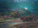 Herman Gouwe (1875-1965) - Ossenkar onder het maanlicht
