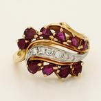 Ring - 18 karaat Geel goud Robijn - Diamant, Sieraden, Tassen en Uiterlijk, Ringen, Nieuw