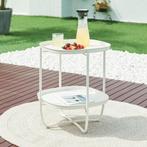 Tuintafel Sandefjord bijzettafel metaal 57,5x46x46cm wit [en, Huis en Inrichting, Tafels | Bijzettafels, Verzenden, Nieuw