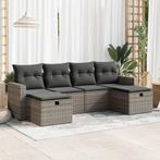 vidaXL 6-delige Loungeset met kussens poly rattan grijs, Verzenden, Nieuw, Rotan, Loungeset