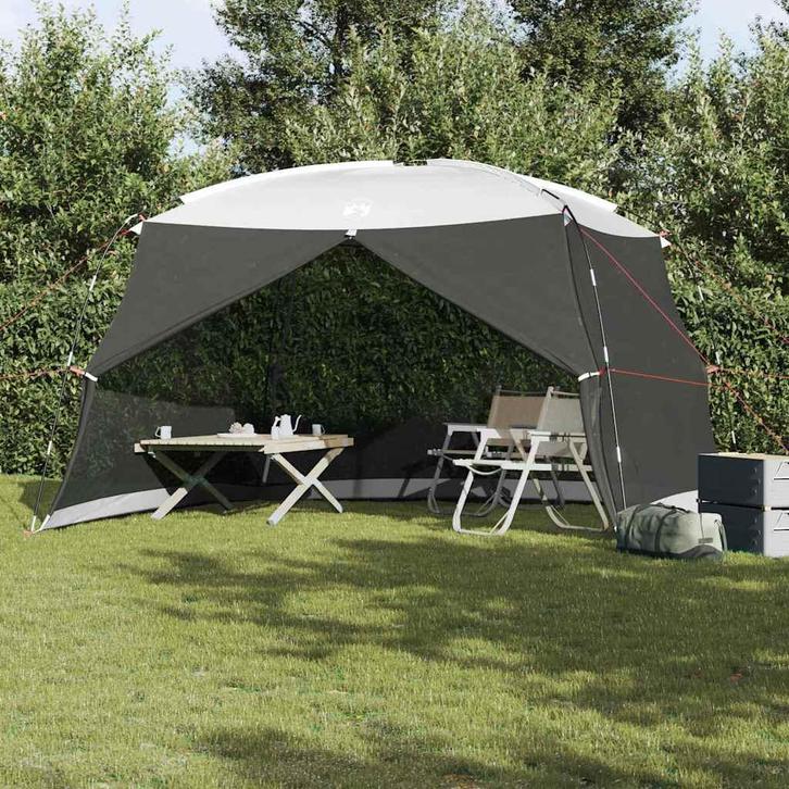 vidaXL Tenten met dak Grijs 380 x 380 x 225 cm Polyester, Caravans en Kamperen, Tenten, Nieuw, Verzenden