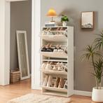 Schoenenkast Sykkylven 4 kleppen wit 134x60x24 cm [en.casa], Verzenden, Nieuw