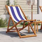 vidaXL Strandstoel inklapbaar eucalyptushout en stof blauw, Tuin en Terras, Tuinstoelen, Verzenden, Nieuw, Hout