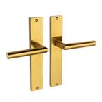 Ferro geveerd op schild blind mat messing - deurbeslag -..., Ophalen of Verzenden, Nieuw, IJzer, Klink of Kruk