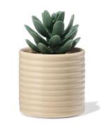 HEMA Bloempot 7x6.6cm keramiek ribbels beige, Huis en Inrichting, Kamerplanten, Verzenden