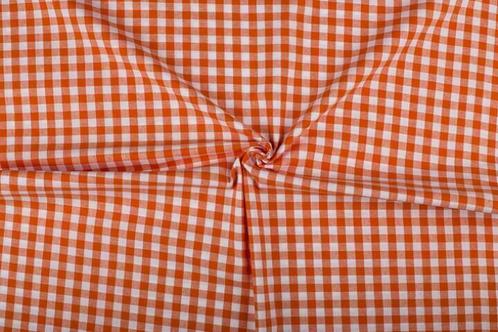 Geblokte stof oranje wit geruit - 10mm geruit, Hobby en Vrije tijd, Stoffen en Lappen, 120 cm of meer, 200 cm of meer, Oranje