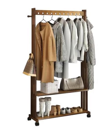 Bamboe Kledingrek met Wielen – Kapstok met Planken 104×166 c, Kleding | Dames, Kledingrekken, Nieuw, Verzenden