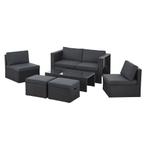 Polyrotan Loungeset / Tuinset Salou - Zwart - Incl. Kussens, Verzenden, Nieuw