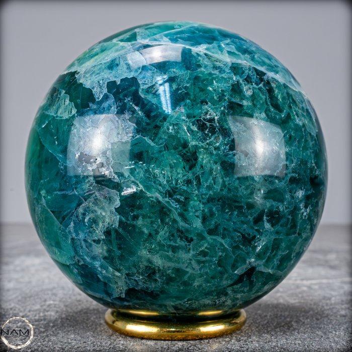 Prachtige bol van groene fluoriet Kristal, China- 1155.65 g, Verzamelen, Mineralen en Fossielen