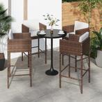 vidaXL Barkrukken 4 st met kussens poly rattan bruin, Verzenden, Nieuw, Rotan