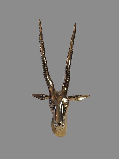 Hoofd van een figuur - Golden Antelope Wall Sculpture -, Antiek en Kunst, Kunst | Designobjecten