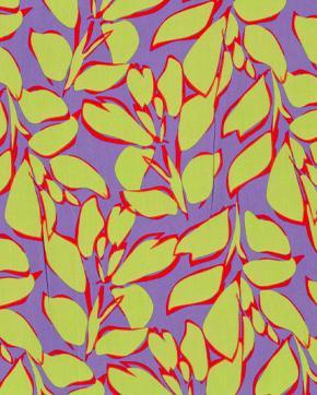 Bamboe Poplin Bladeren Paars/Groen, Hobby en Vrije tijd, Stoffen en Lappen, Groen, Nieuw