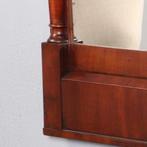 Biedermeier spiegel getoogd en met zuiltjes in donker bloem, Ophalen of Verzenden