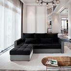 *SALE* Slaapbank met opbergruimte Kos | Zwart/Grijs €499,-, Hout, 125 tot 150 cm, Verzenden, Hoekbank