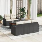 vidaXL 6-delige tuinset met kussens van zwart poly rattan en, Verzenden, Nieuw, Rotan, Tuinset