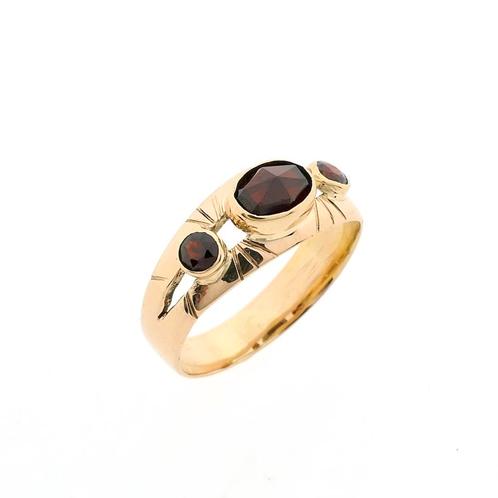 Gouden ring met granaat stenen | Vintage, Sieraden, Tassen en Uiterlijk, Ringen, Goud, Gebruikt, Goud, Verzenden