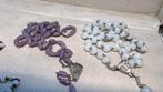 Antiek Rozenkrans - Amethistkleur en maansteen vintage -