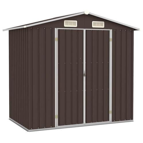 vidaXL Tuinschuur 205x129x183 cm gegalvaniseerd staal bruin, Tuin en Terras, Tuinhuizen, Nieuw, Verzenden