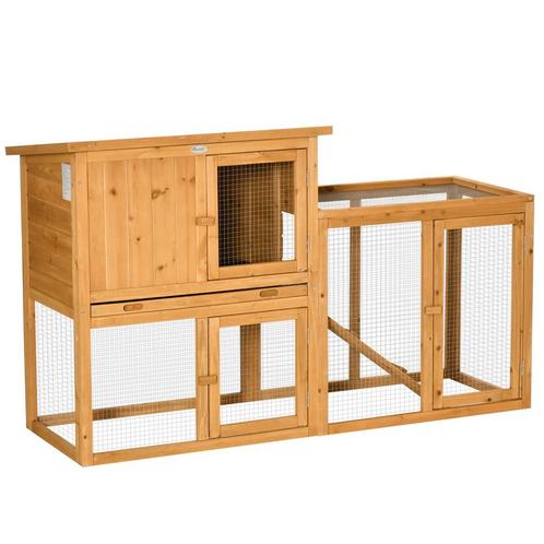 TRUUSK Konijnenhok Kleindierenhok 141 X 60 X 86 Cm Met Uitne, Dieren en Toebehoren, Knaagdieren en Konijnen | Hokken en Kooien