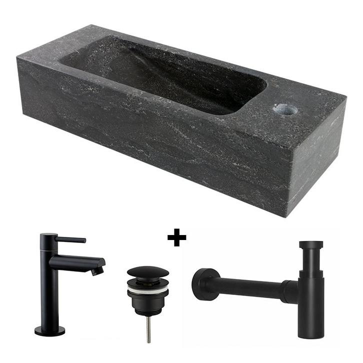 Fontein hardsteen Saniflex Slim rechts Black edition, Doe-het-zelf en Verbouw, Sanitair, Nieuw, Verzenden