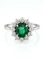 Ring - 14 karaat Witgoud - 2.26ct. tw. Smaragd - Diamant -, Sieraden, Tassen en Uiterlijk, Ringen, Nieuw