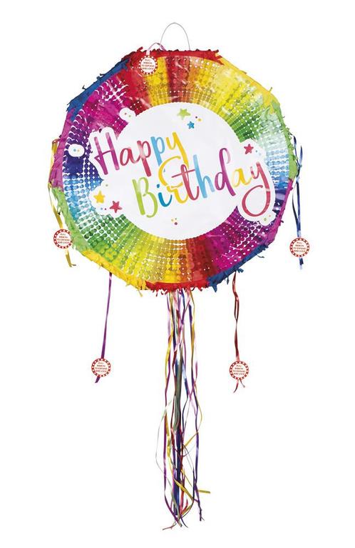 Trekpiñata Happy Birthday (44 x 44 cm), Hobby en Vrije tijd, Feestartikelen, Nieuw, Ophalen of Verzenden
