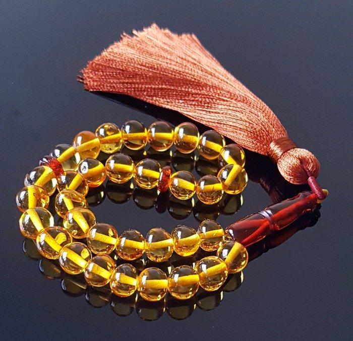 Amber Zeldzame gebedskralen rozenkrans Tesbih Misbaha -, Verzamelen, Mineralen en Fossielen