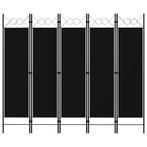 vidaXL Kamerscherm met 5 panelen 200x180 cm zwart, Huis en Inrichting, Woonaccessoires | Kamerschermen, Verzenden, Nieuw