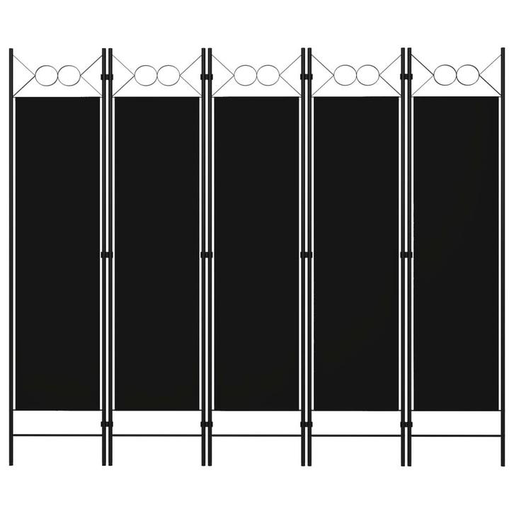 vidaXL Kamerscherm met 5 panelen 200x180 cm zwart, Huis en Inrichting, Woonaccessoires | Kamerschermen, Nieuw, Verzenden
