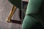 Retro 3-zitsbank ARIELLE 220cm fles groen fluweel gouden, Ophalen of Verzenden, Nieuw