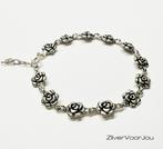 925 zilveren rozen armband oxide, Verzenden, Nieuw, Zilver