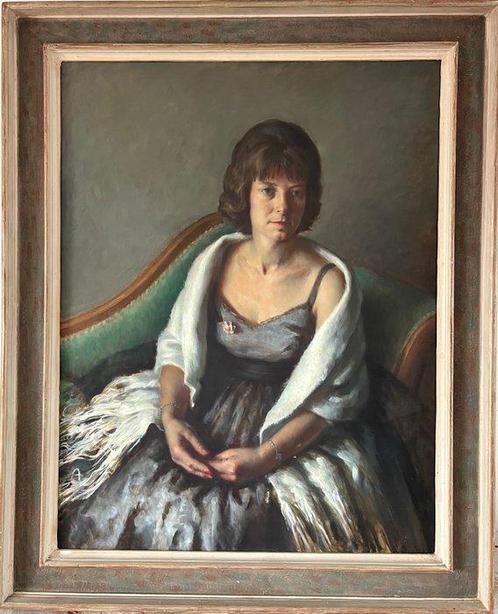 John Dyke (XX) - Portrait of Miss Diana Lawrence, Antiek en Kunst, Kunst | Schilderijen | Klassiek