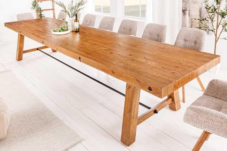 Massieve eettafel FINCA 300cm vintage bruin gerecycled, Huis en Inrichting, Tafels | Eettafels, Ophalen of Verzenden