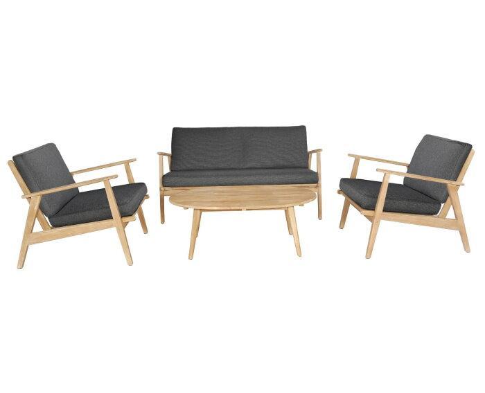 Loungeset Narvik Teak look - Antraciet, Tuin en Terras, Tuinsets en Loungesets, Nieuw, Ophalen of Verzenden