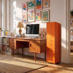 Kantoorkast Kökar op wielen 109x28x41 cm oranje [en.casa], Verzenden, Nieuw in verpakking