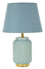 TAFELLAMP VIERKANT TURQUOISE CM Ø 28X44, Huis en Inrichting, Lampen | Tafellampen, Ophalen of Verzenden, Nieuw