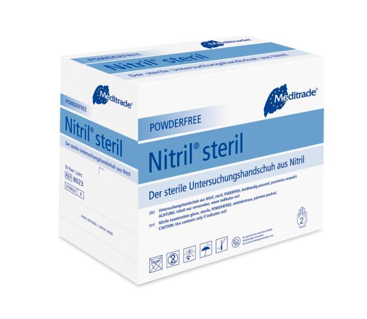 Meditrade Nitril® Steril - blauw - 50 stuks - Medium, Diversen, Verpleegmiddelen, Nieuw, Verzenden