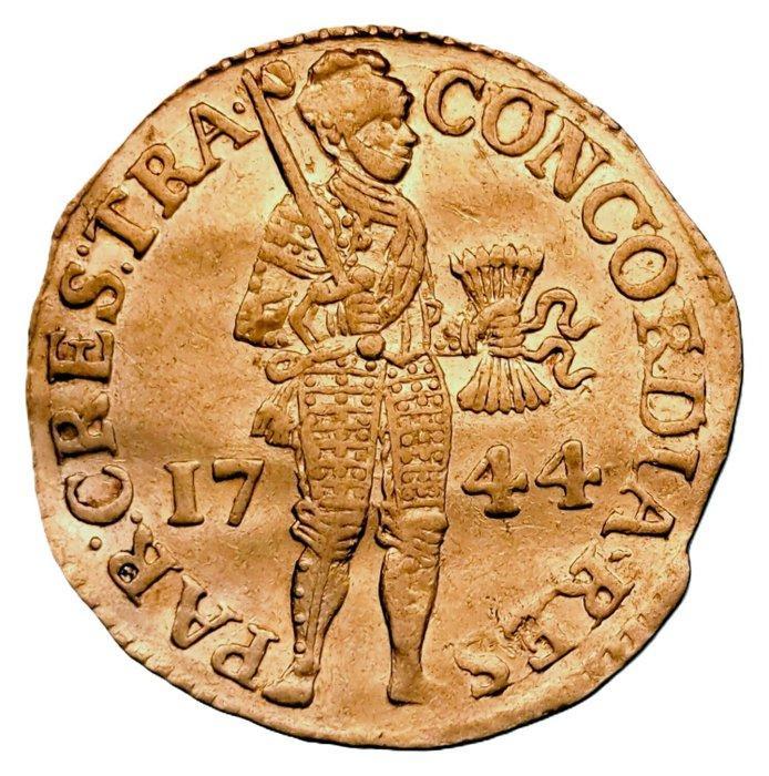 Nederland, Utrecht Dukaat 1744, R1, Postzegels en Munten, Munten | Nederland