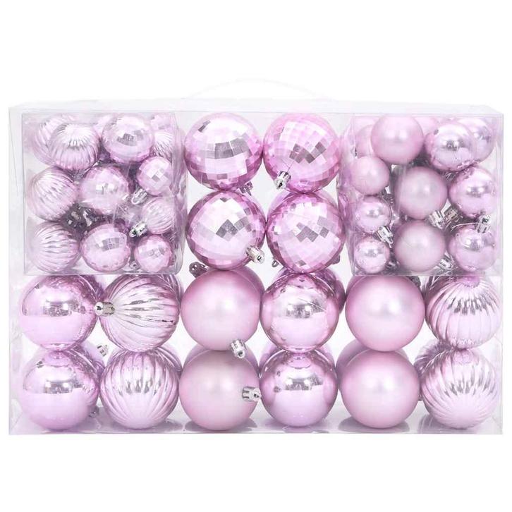 vidaXL Kerstballen 100 st Ø3/4/6 cm roze, Diversen, Kerst, Nieuw, Verzenden