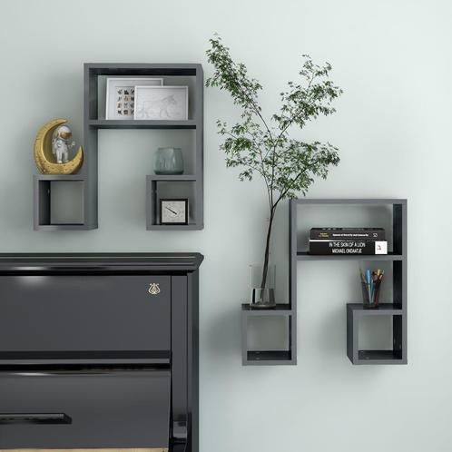 vidaXL Wandschappen 2 st 50x15x50 cm bewerkt hout hoogglans, Huis en Inrichting, Woonaccessoires | Wandplanken en Boekenplanken