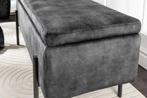 Moderne kistbank LOFT 100 cm grijze fluwelen bank met, Ophalen of Verzenden, Nieuw