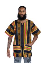 Zwarte Pan African Kente Dashiki Shirt / Dashiki Jurk - Afri, Kleding | Heren, Ophalen of Verzenden, Nieuw