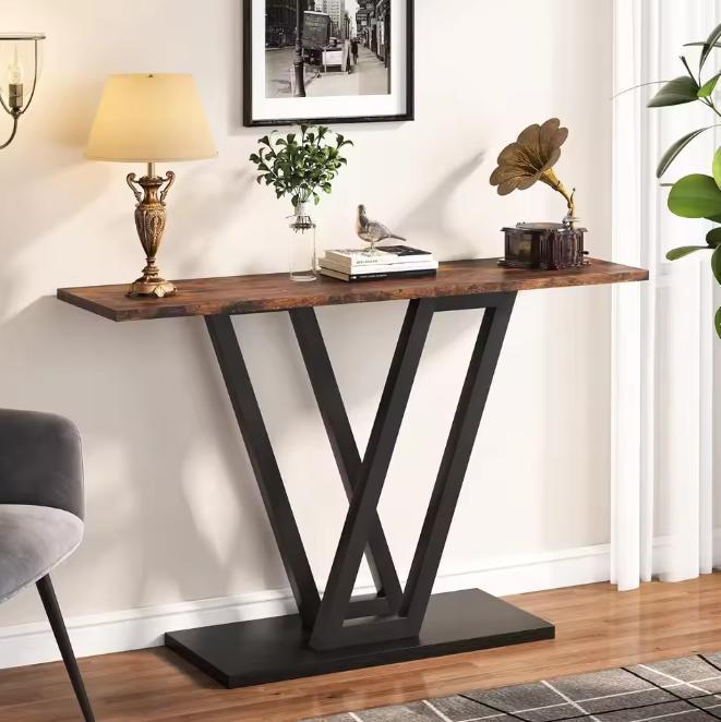 Industriële Haltafel 110cm met V-frame en opbergruimte, Antiek en Kunst, Antiek | Meubels | Tafels, Verzenden