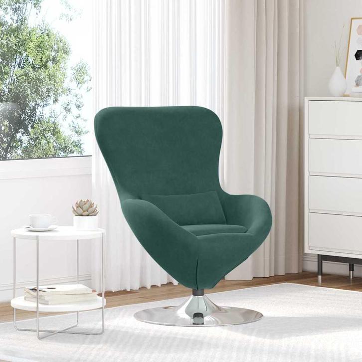 vidaXL Eivormige stoel Donkergroen 63 x 73 x 90 cm Fluweel, Huis en Inrichting, Fauteuils, Nieuw, Verzenden