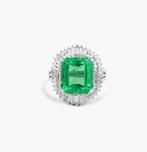 Verlovingsring Platina - 6.37ct. tw. Smaragd - Diamant -