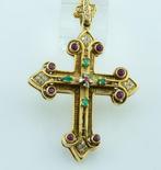 Hanger - 18 karaat Geel goud Smaragd - Robijn