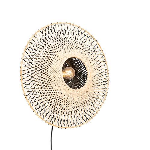 Oosterse wandlamp bamboe 50 cm met stekker - Rina, Huis en Inrichting, Lampen | Wandlampen